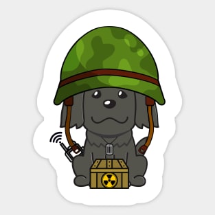 Cute dog is a soldier Sticker